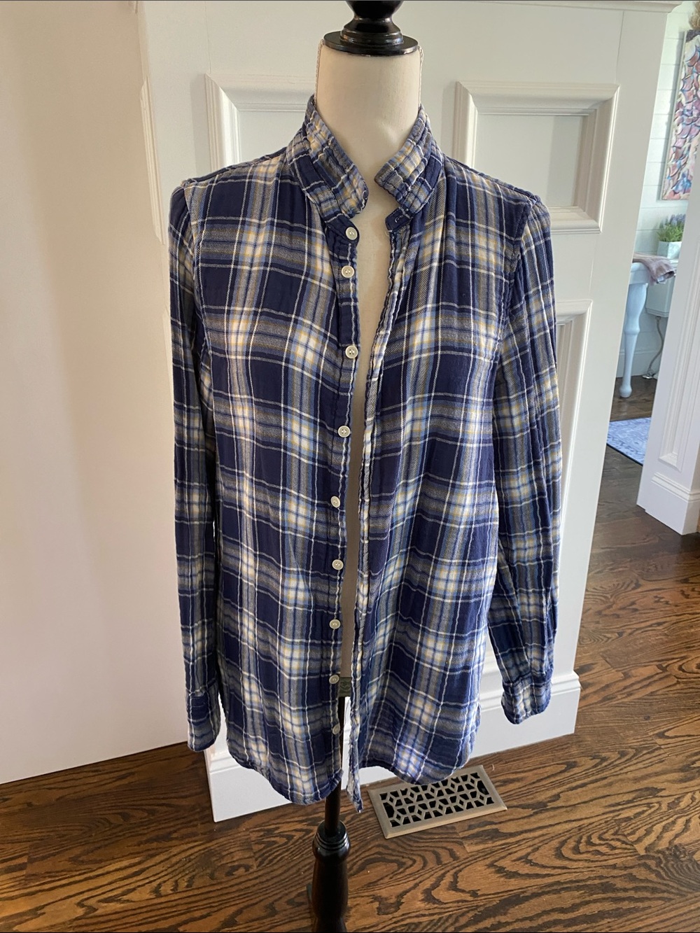 CP Shades Navy and White Plaid Button-Down Shirt